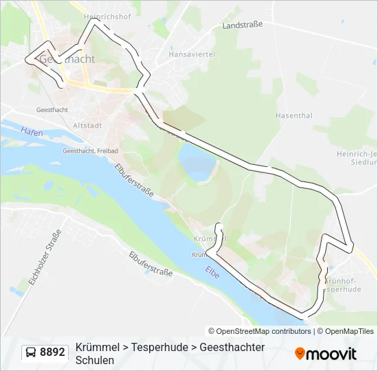 Автобус 8892: карта маршрута