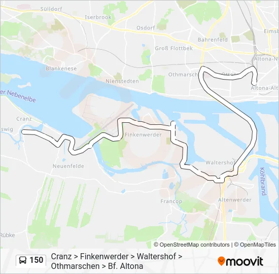 Автобус 150: карта маршрута