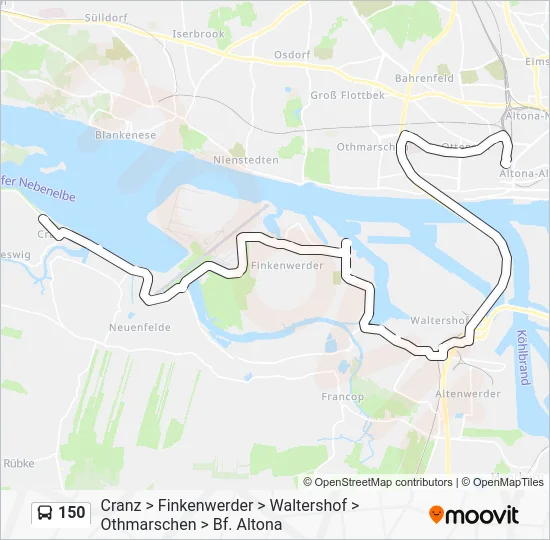 Автобус 150: карта маршрута