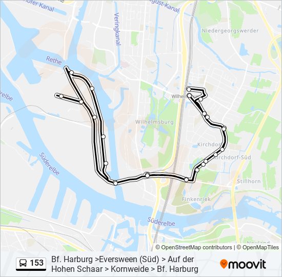 153 bus Line Map