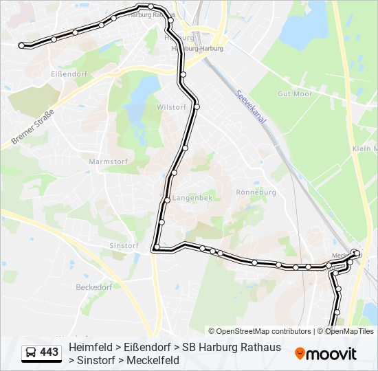 443 bus Line Map