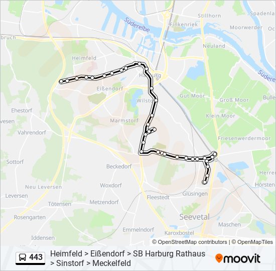 443 bus Line Map