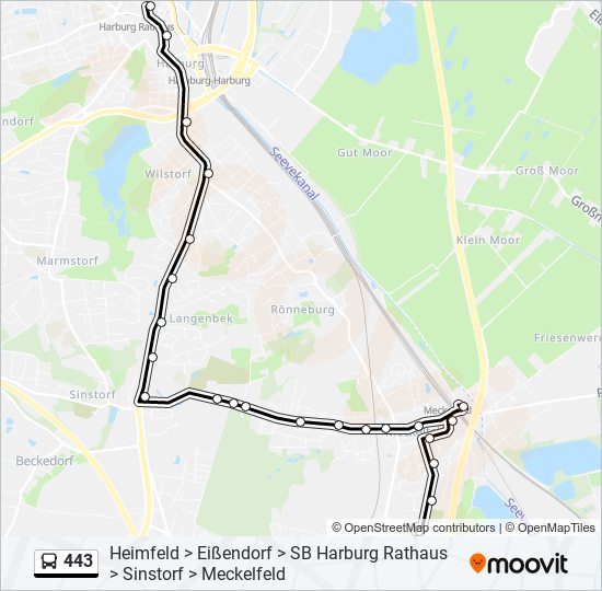 443 bus Line Map