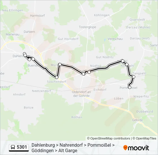 5301 Bus Line Map