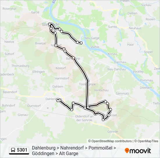 5301 Bus Line Map