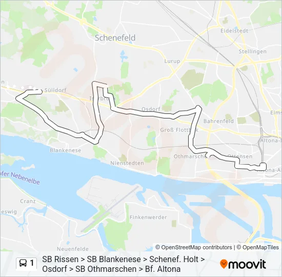 1 Bus Line Map