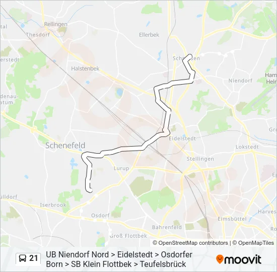 Автобус 21: карта маршрута