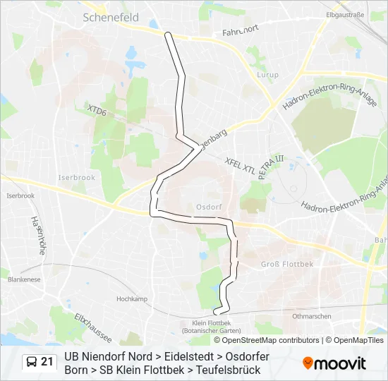 Автобус 21: карта маршрута