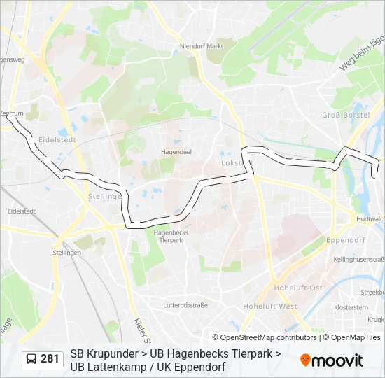 Автобус 281: карта маршрута