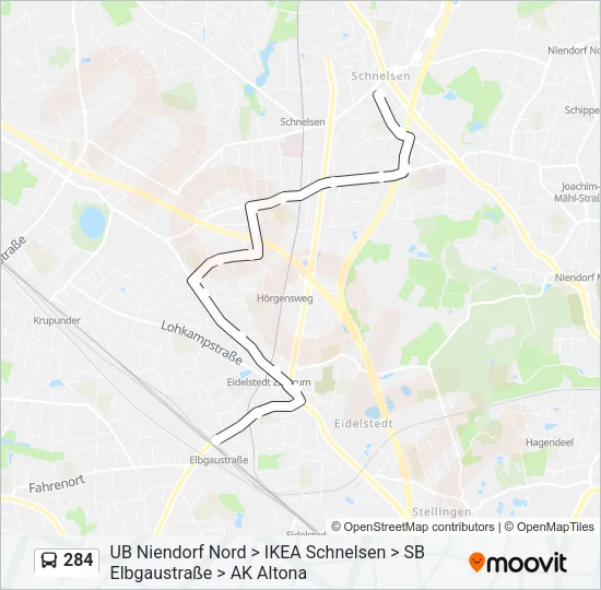 284 Bus Line Map
