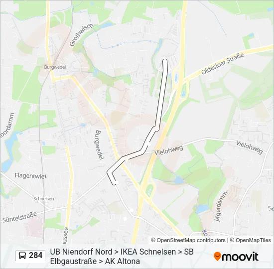 284 Bus Line Map