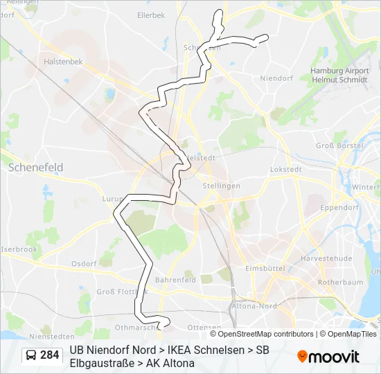 284 Bus Line Map