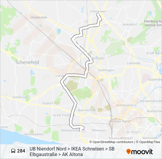 284 Bus Line Map