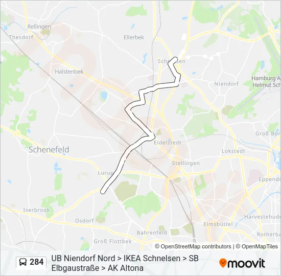 284 Bus Line Map