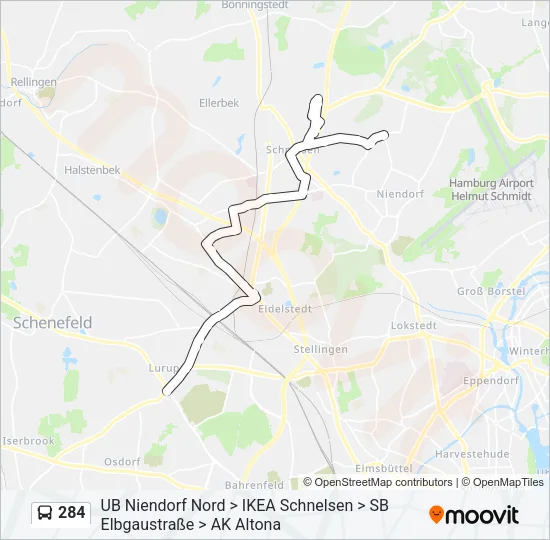 284 Bus Line Map