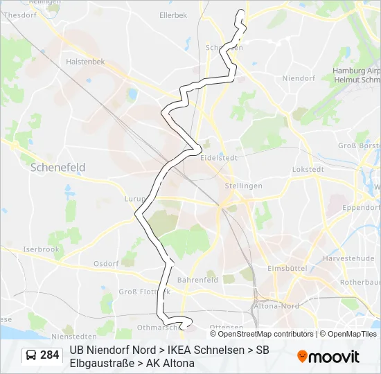 284 Bus Line Map