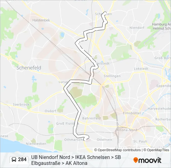 284 Bus Line Map