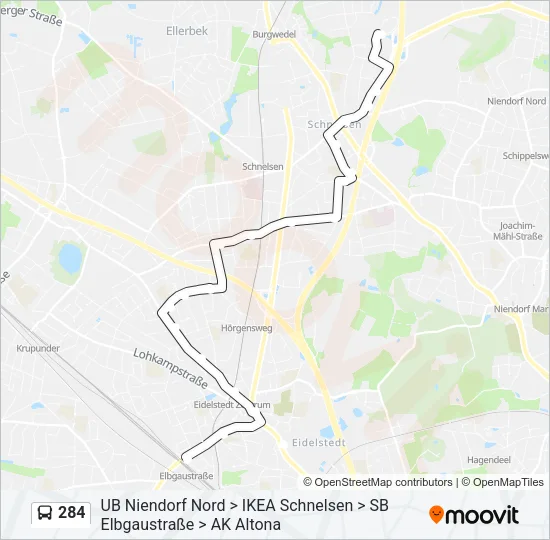 284 Bus Line Map