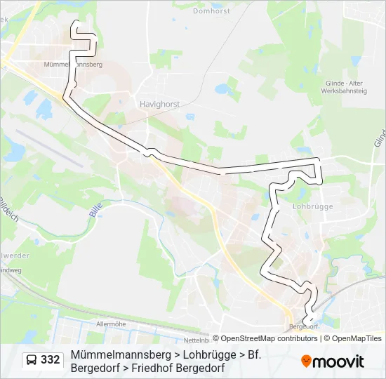 Автобус 332: карта маршрута