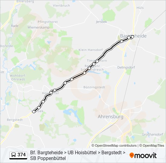 374 bus Line Map