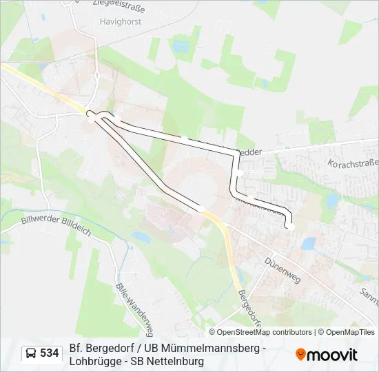 534 Bus Line Map