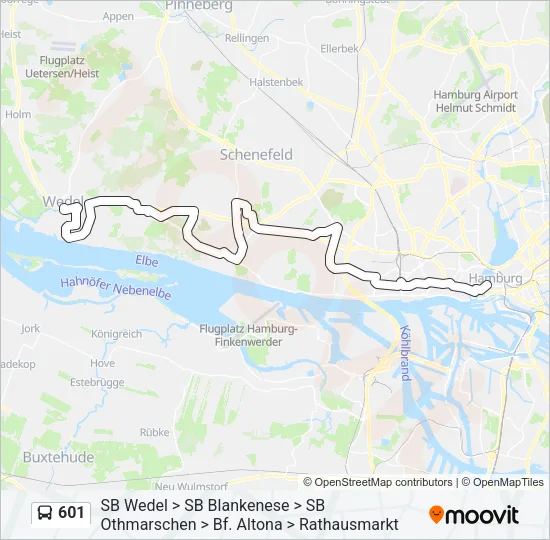 Автобус 601: карта маршрута