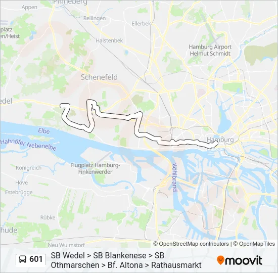 Автобус 601: карта маршрута