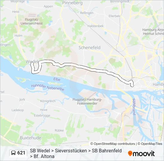 Автобус 621: карта маршрута