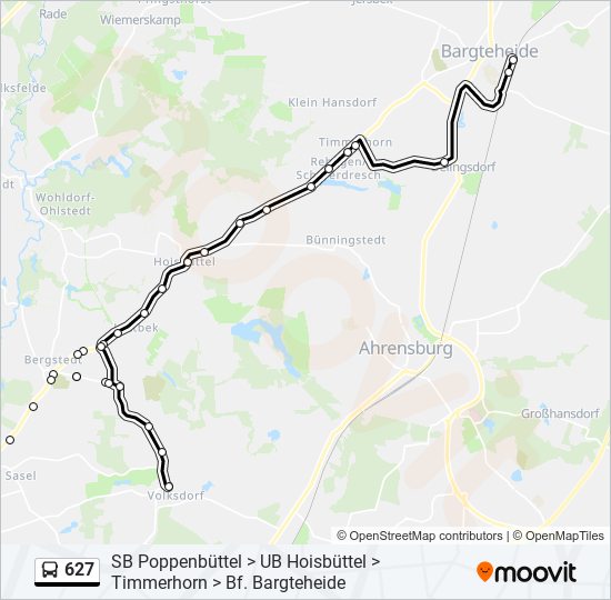 Автобус 627: карта маршрута