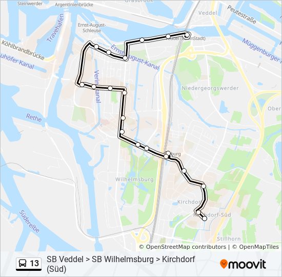 Автобус 13: карта маршрута