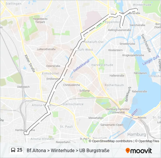 Автобус 25: карта маршрута