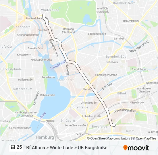 Автобус 25: карта маршрута
