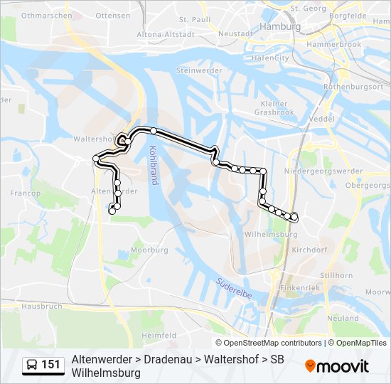 151 bus Line Map