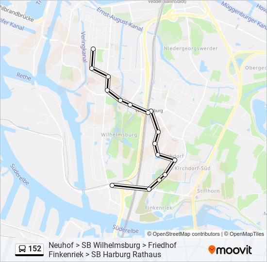 152 bus Line Map