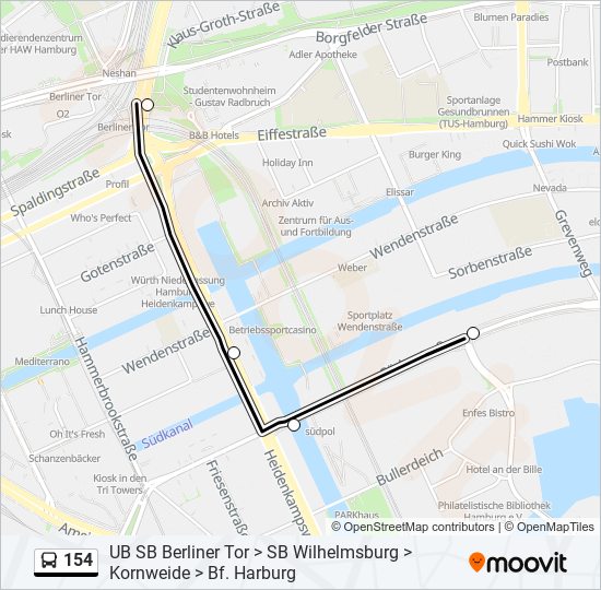 154 bus Line Map