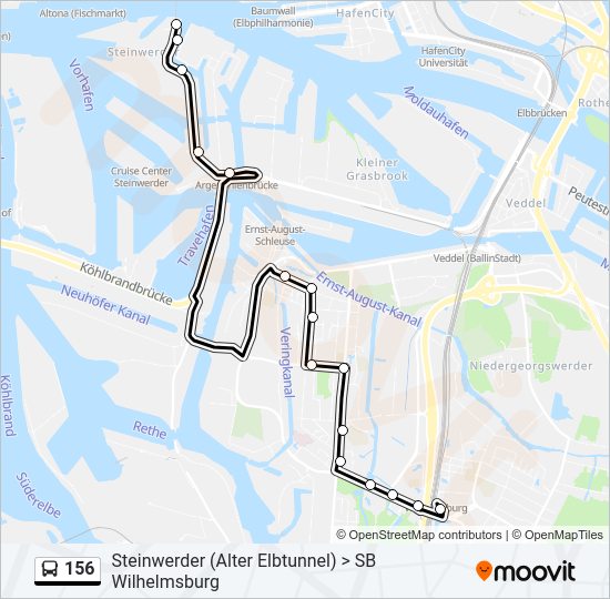 156 bus Line Map