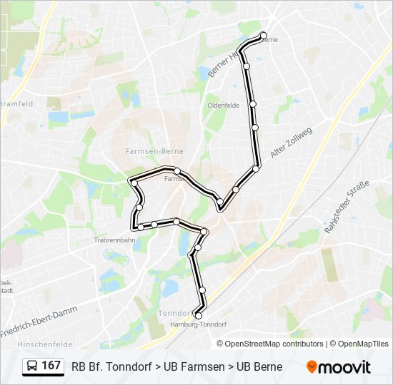 167 bus Line Map