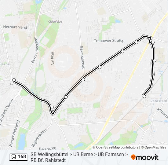 168 bus Line Map