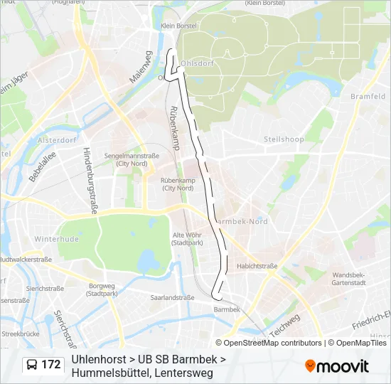 Автобус 172: карта маршрута