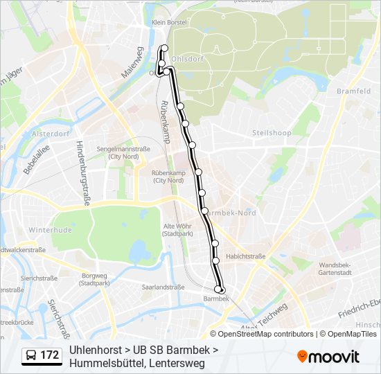 172 bus Line Map