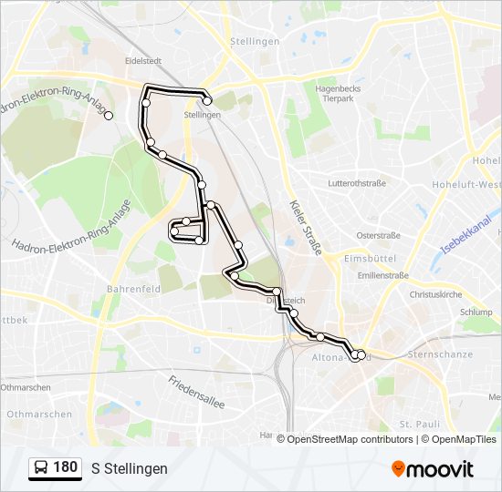 180 bus Line Map