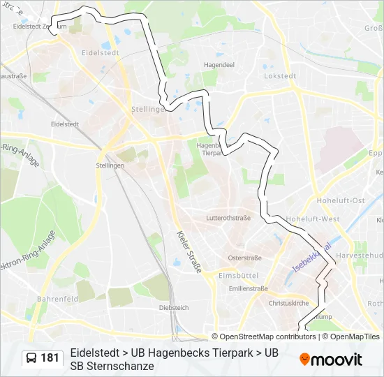Автобус 181: карта маршрута