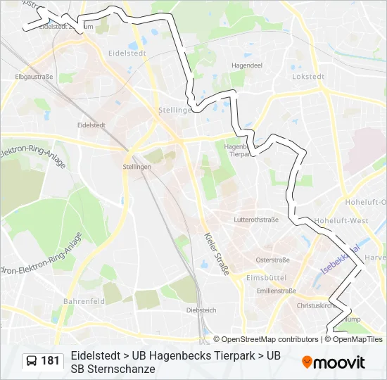 Автобус 181: карта маршрута