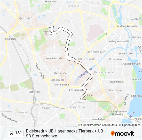 Автобус 181: карта маршрута