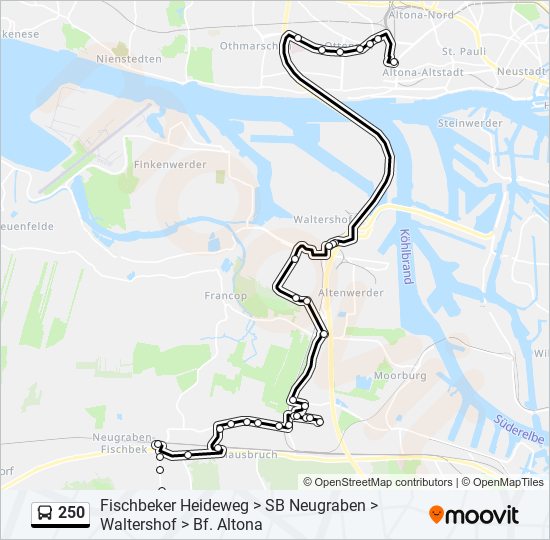 250 bus Line Map