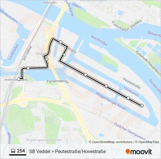 254 Route: Fahrpläne, Haltestellen & Karten - S Veddel (Aktualisiert)