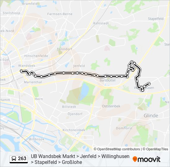 263 bus Line Map