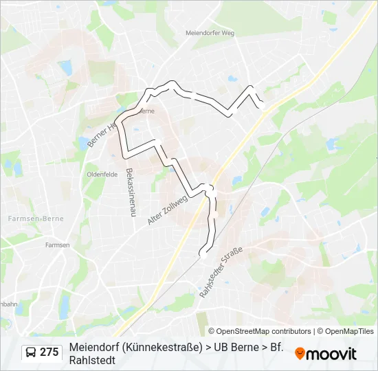 Автобус 275: карта маршрута