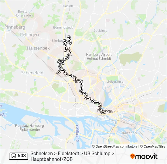 603 Route - Schnelsen > Eidelstedt > UB Schlump > Bf. Dammtor ...
