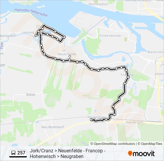 257 bus Line Map